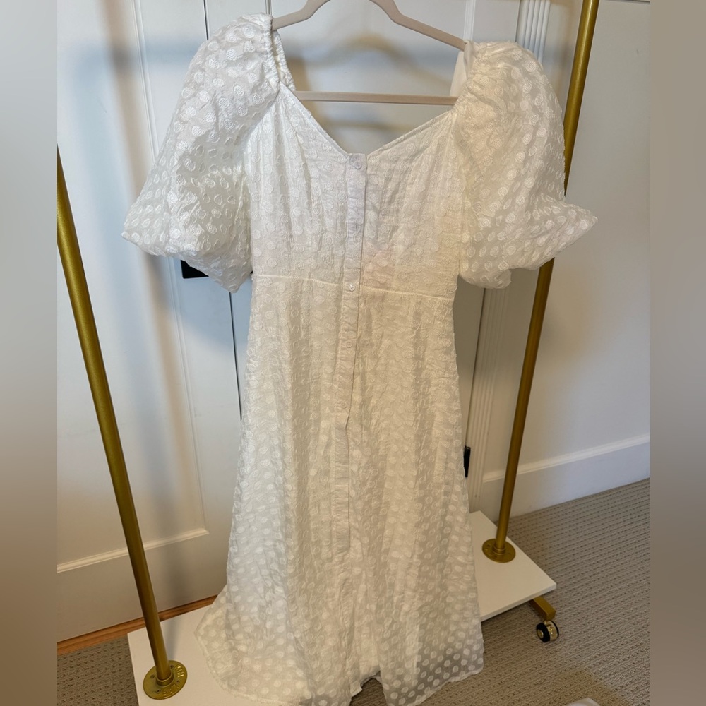 Elegant White Polka Dot Dress